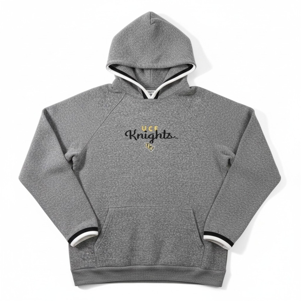 UCF Knights Hoodie Mens Large Gray Marled Fleece Embroidered Hooded Sweatshirt
